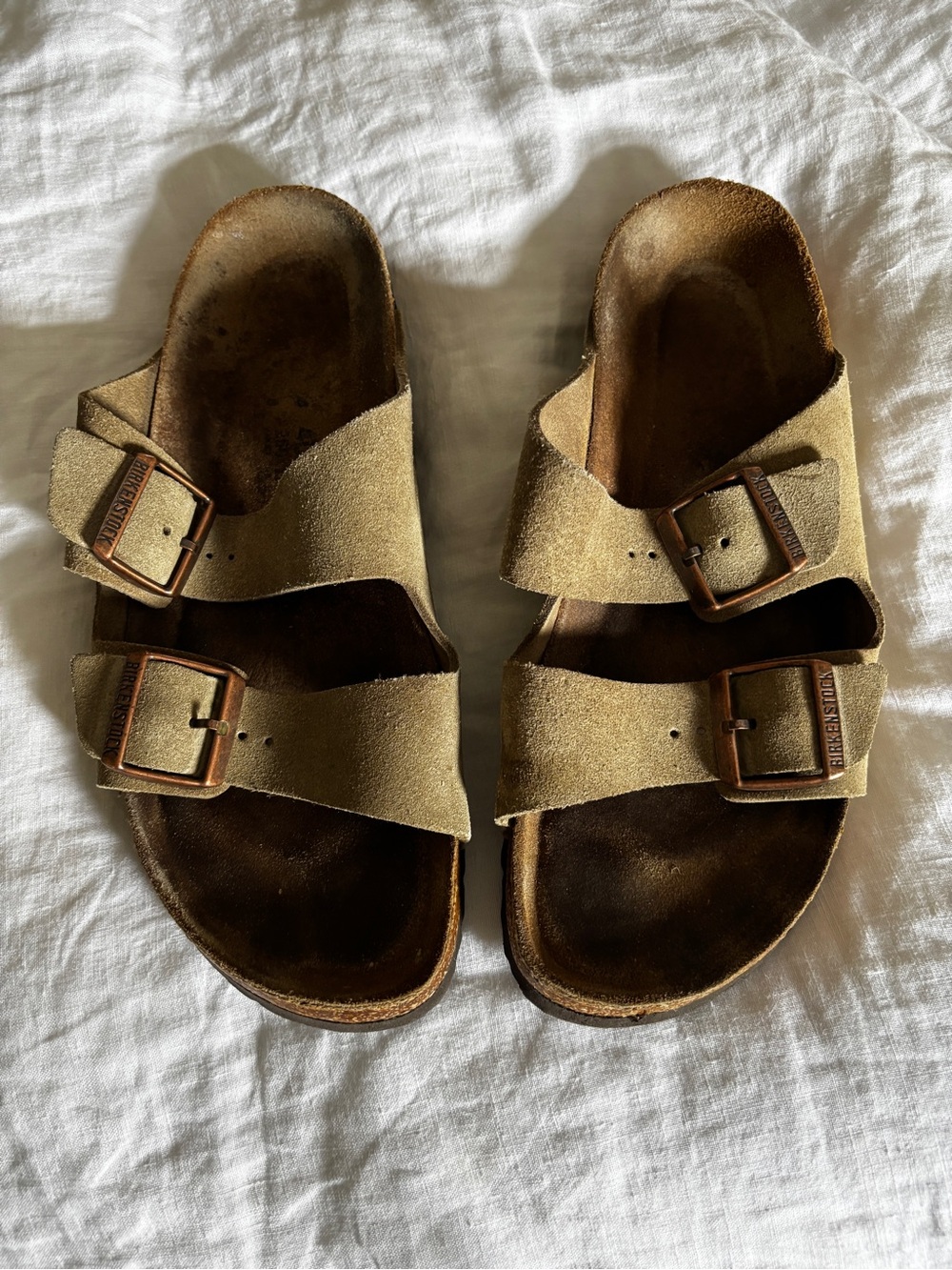 Birkenstock Women's Arizona Suede Double-Strap Sandals in Light Brown
